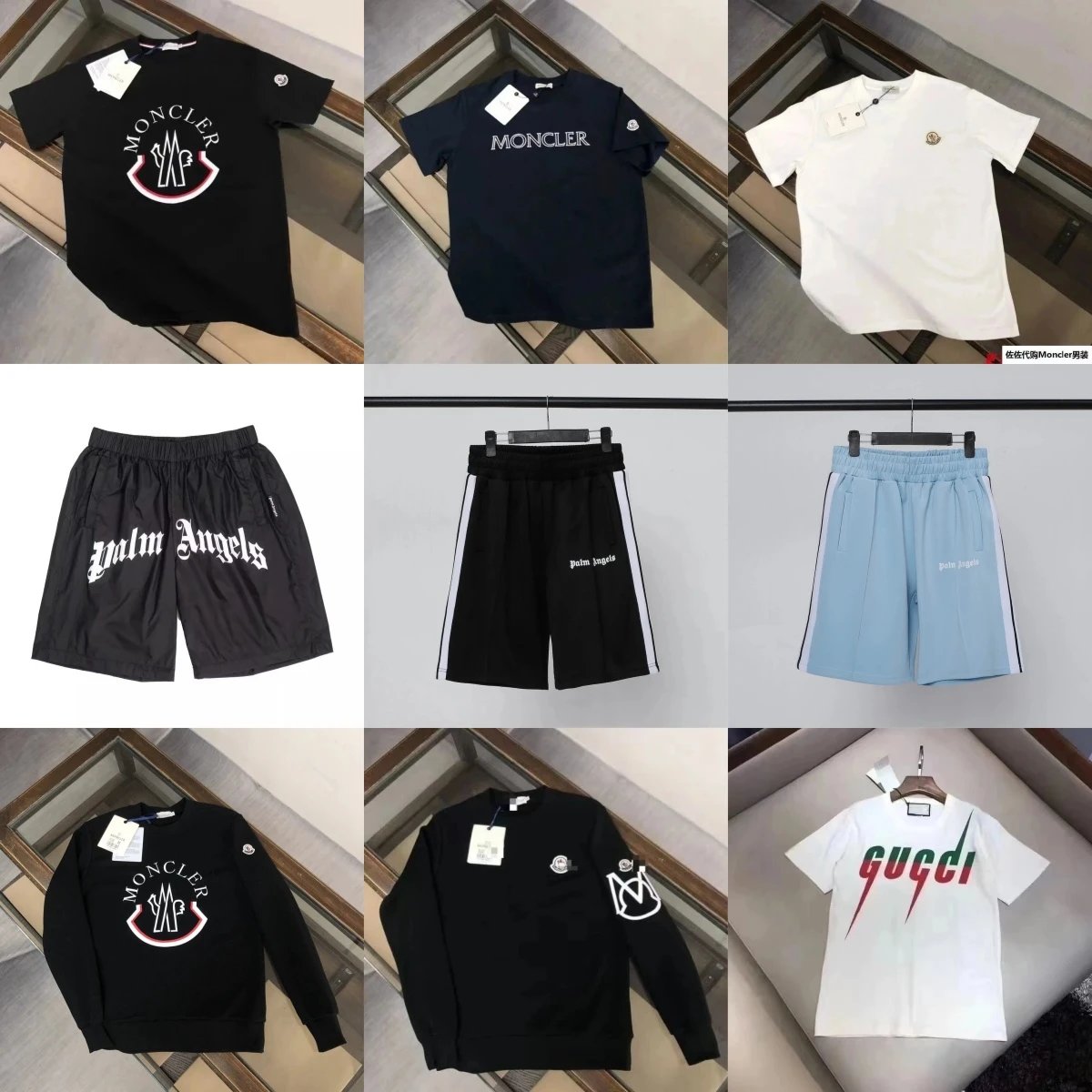Moncler T-shirts Sweater & Palm Angels shorts Tee